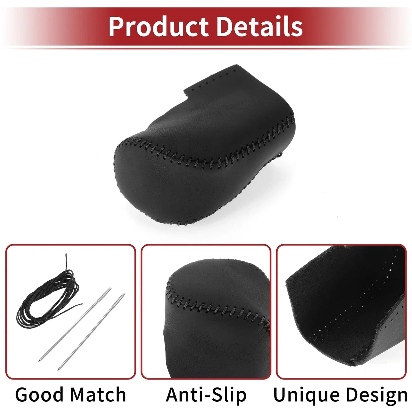 Gear Shift Knob Cover for Honda HR-V 2023-2024 Black Faux Leather