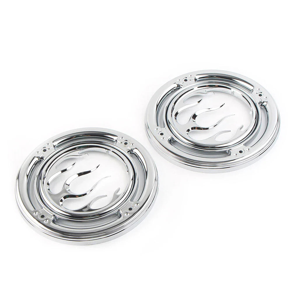 Chrome Rear Speaker Accent Trim Covers for Harley Electra Street Tri Glide