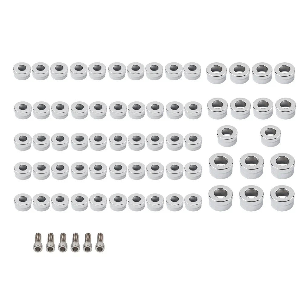 66X Chrome Engine Bolt Topper Caps for Harley Touring Road Street Glide (2009-2023)
