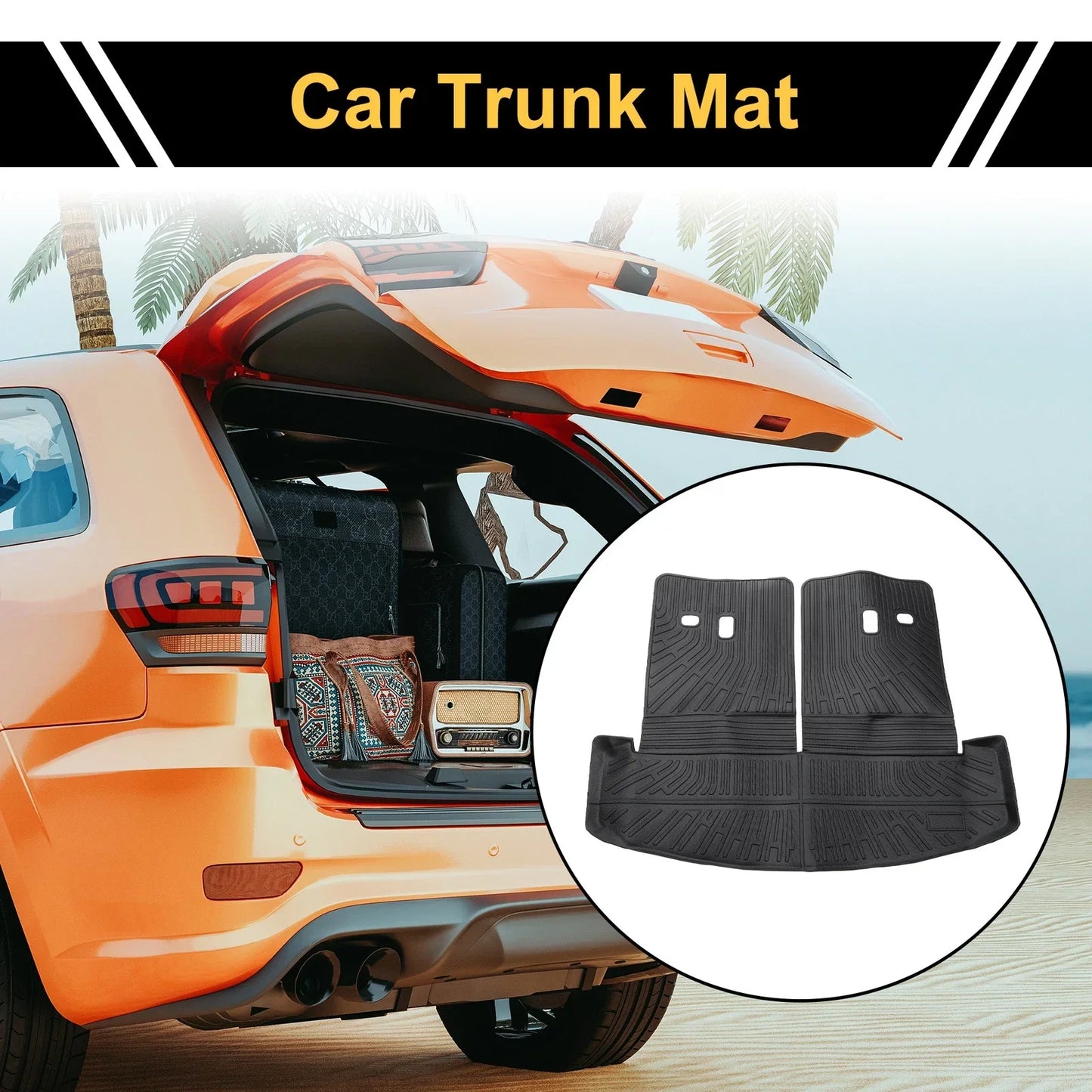 Cargo Liner Rear Trunk Mat for Hyundai Santa Fe (2024-2025) Stripe Pattern TPE