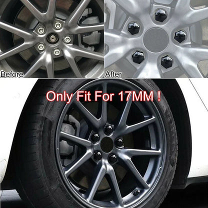 Black Wheel Nut Bolt Cover Cap / Pack of 24x 17MM / for Opel