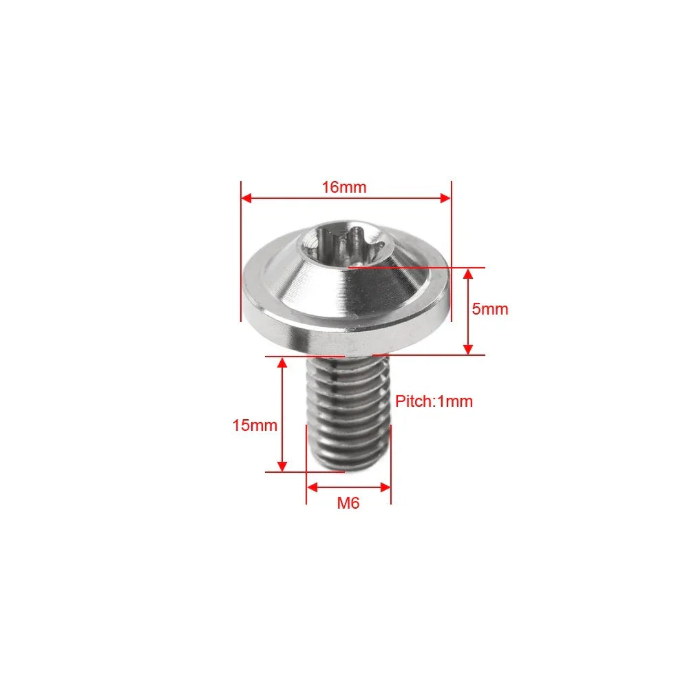 6 x M6x15mm Titanium Alloy Torx Head Bolts for Bike Motorcycle
