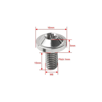 6 x M6x15mm Titanium Alloy Torx Head Bolts for Bike Motorcycle