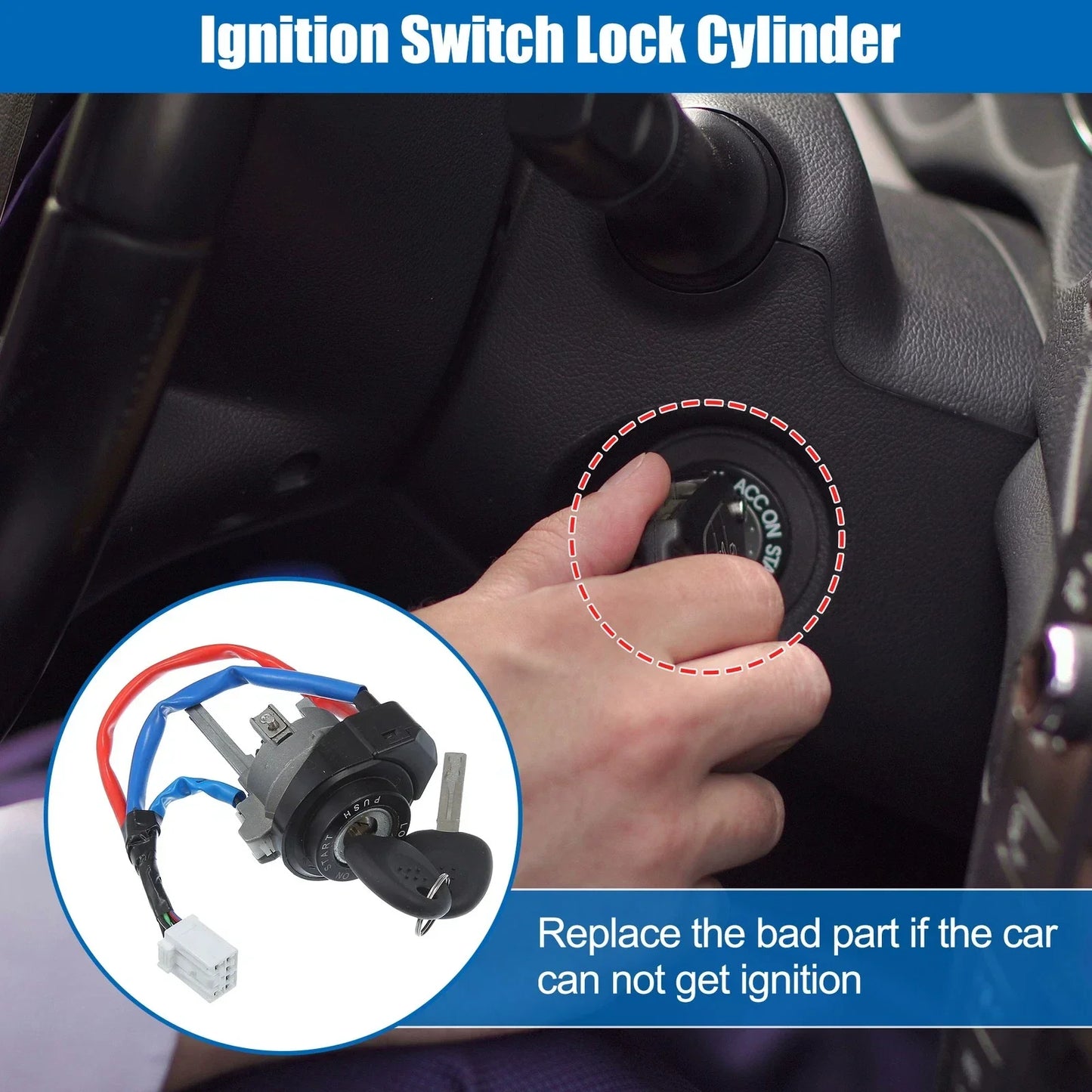 Ignition Switch Lock Cylinder w/ Key for Hyundai Sonata (2011-2014)