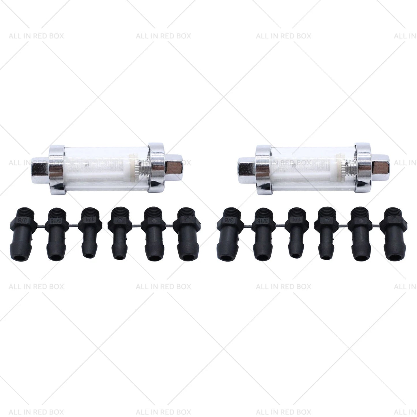 Reusable Washable Fuel Filter Chrome Glass Inline for 1/4" 5/16" 3/8"
