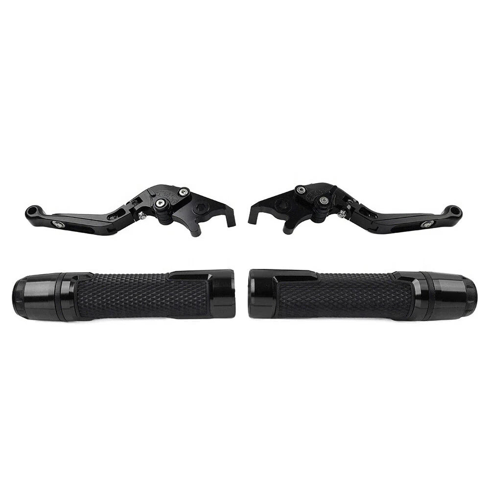 Black Extendable Brake Clutch Levers Grips Set for Suzuki GSXS125 (2017-2023)