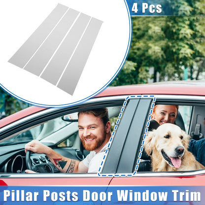 4 x Pillar Door Window Trim Covers for Dodge Ram 1500 (2009-2010) Silver Tone