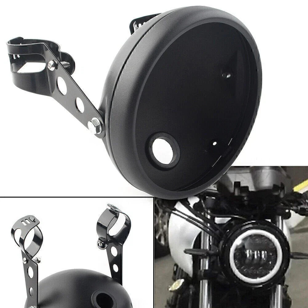 7" LED Headlight Shell w/ Bracket for Harley Motorcycle Matte Black