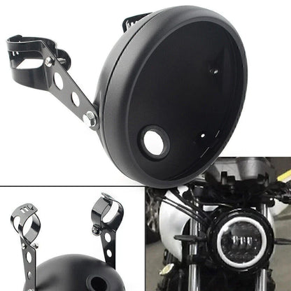 7" LED Headlight Shell w/ Bracket for Harley Motorcycle Matte Black