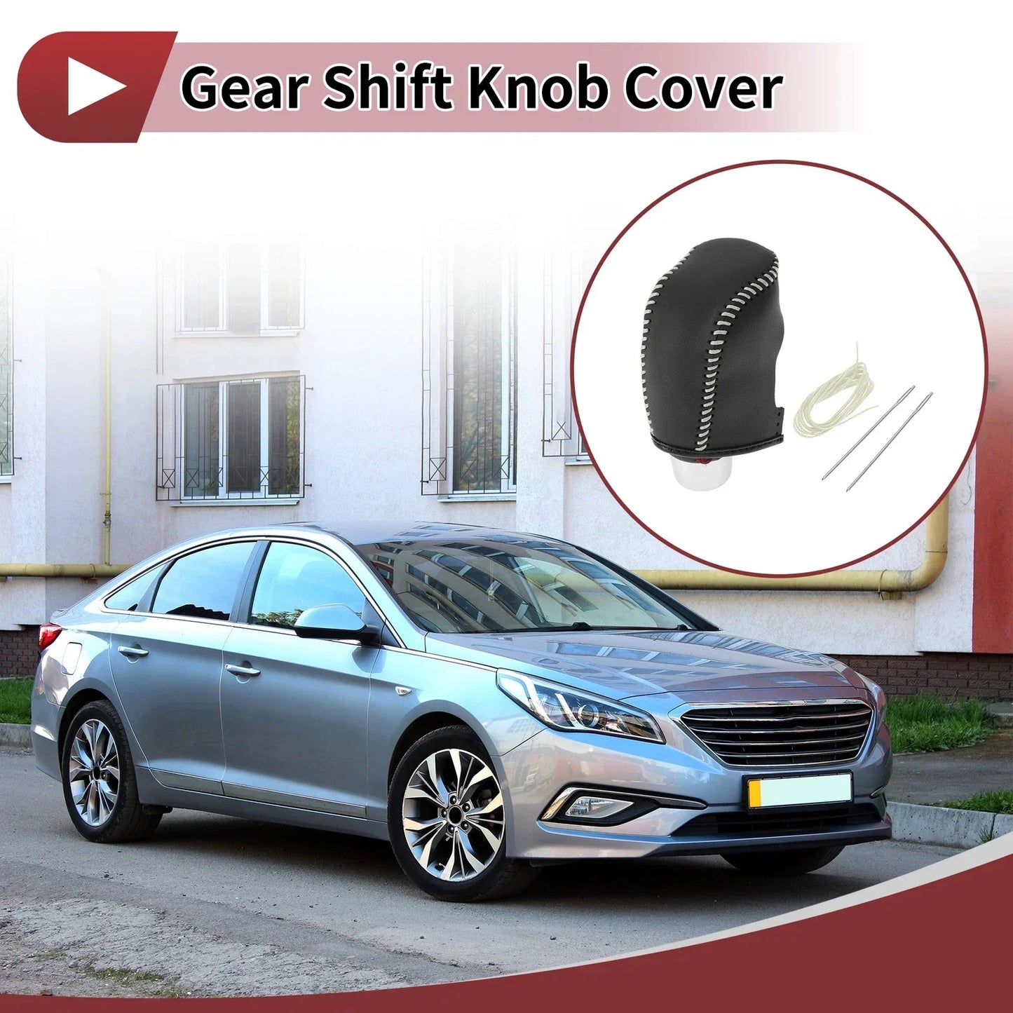 Car Gear Shift Knob Cover for Hyundai Sonata (2011-2014) - Black Beige