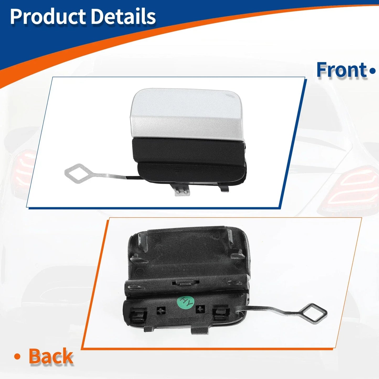Rear Tow Hook Cover for Mercedes-Benz (2016-2023) Silver Tone