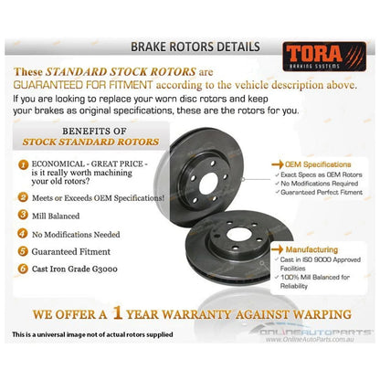 2 x Front Disc Brake Rotors for Toyota Corolla ZRE152 ZRE153 ZRE182 (2007���2017)