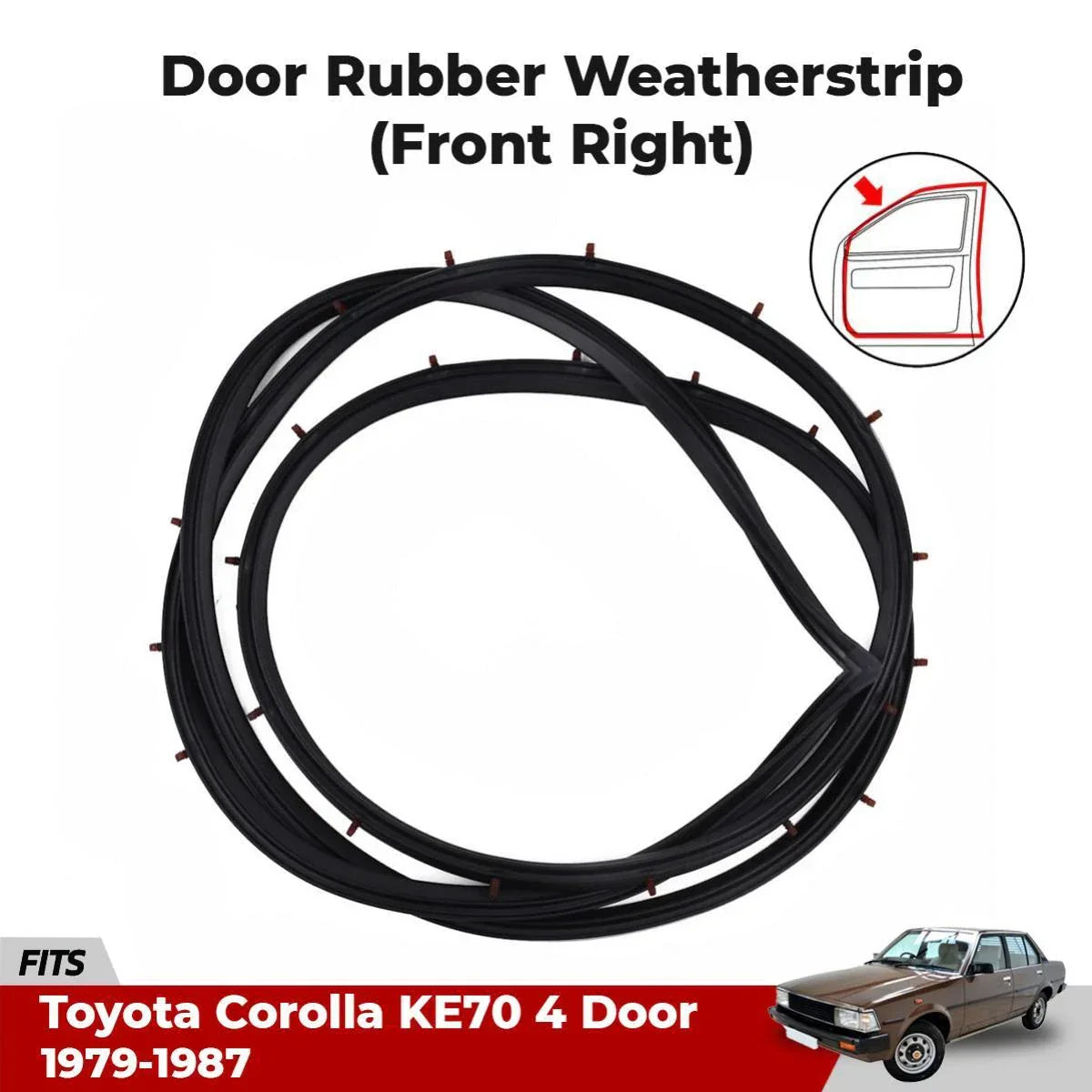 Door Seal Weatherstrip Belt Front RH Fits Toyota Corolla KE70 4D SED 1979-87 D09