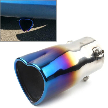 Stainless Steel Heart Shaped Exhaust Pipe Tail Muffler Tip for Car Blue