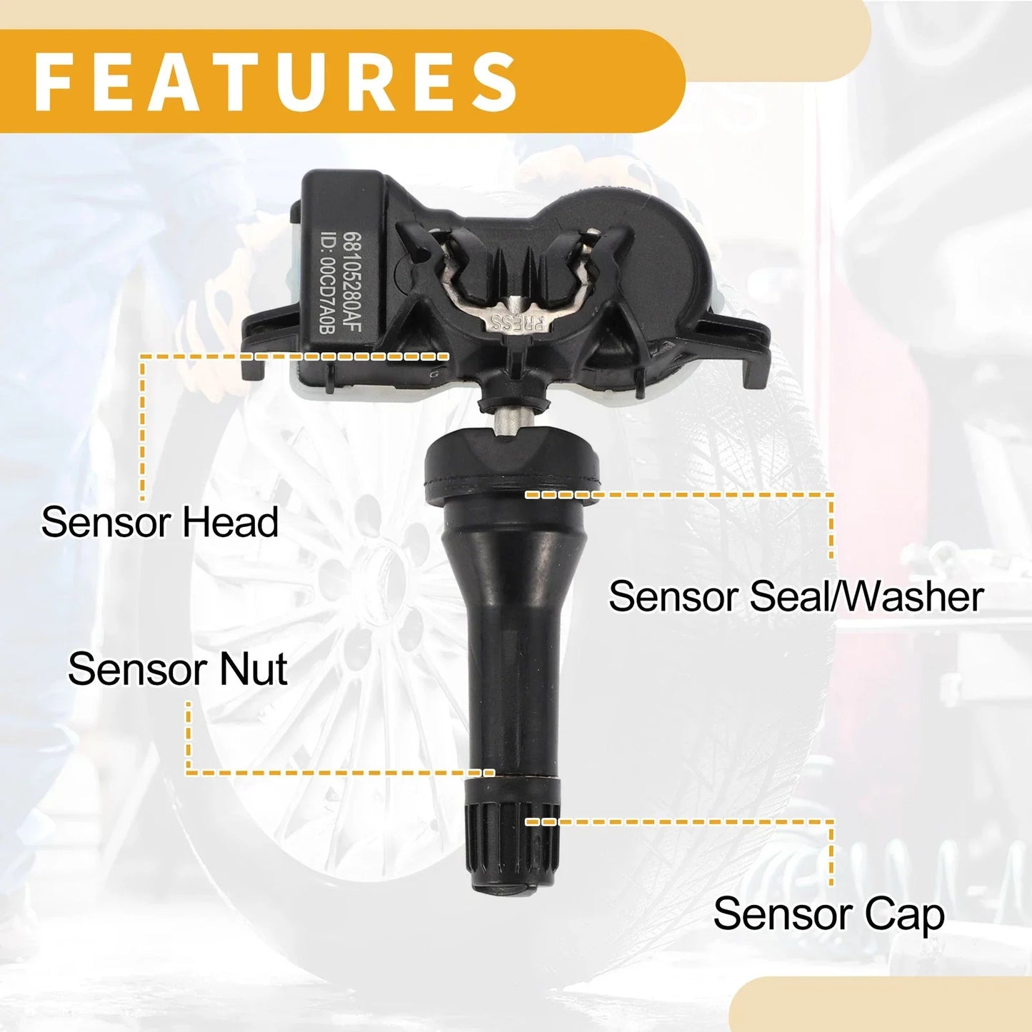 Tire Pressure Sensor 433MHz for Jeep Renegade (2015-2016) - 1 x Pcs
