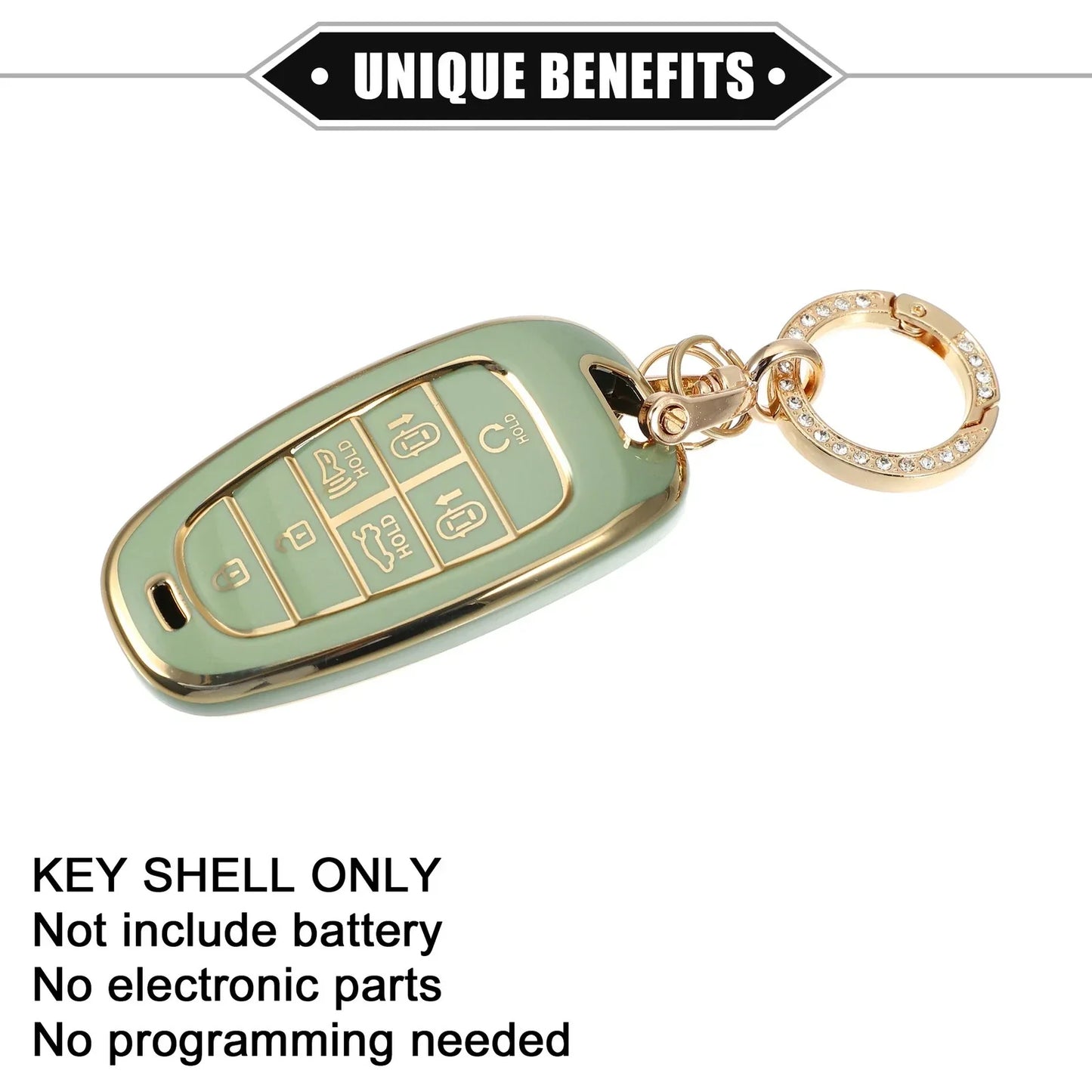 Smart Key Fob Case Cover Kit for Hyundai Santa Fe (2013-2018) - TPU Green