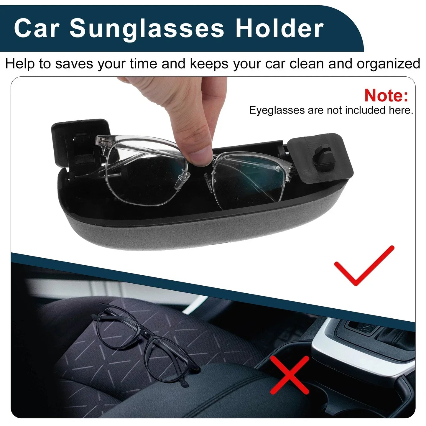 Sunglasses Case for BMW 1 Series F20 Eyeglasses Holder Storage Box Black