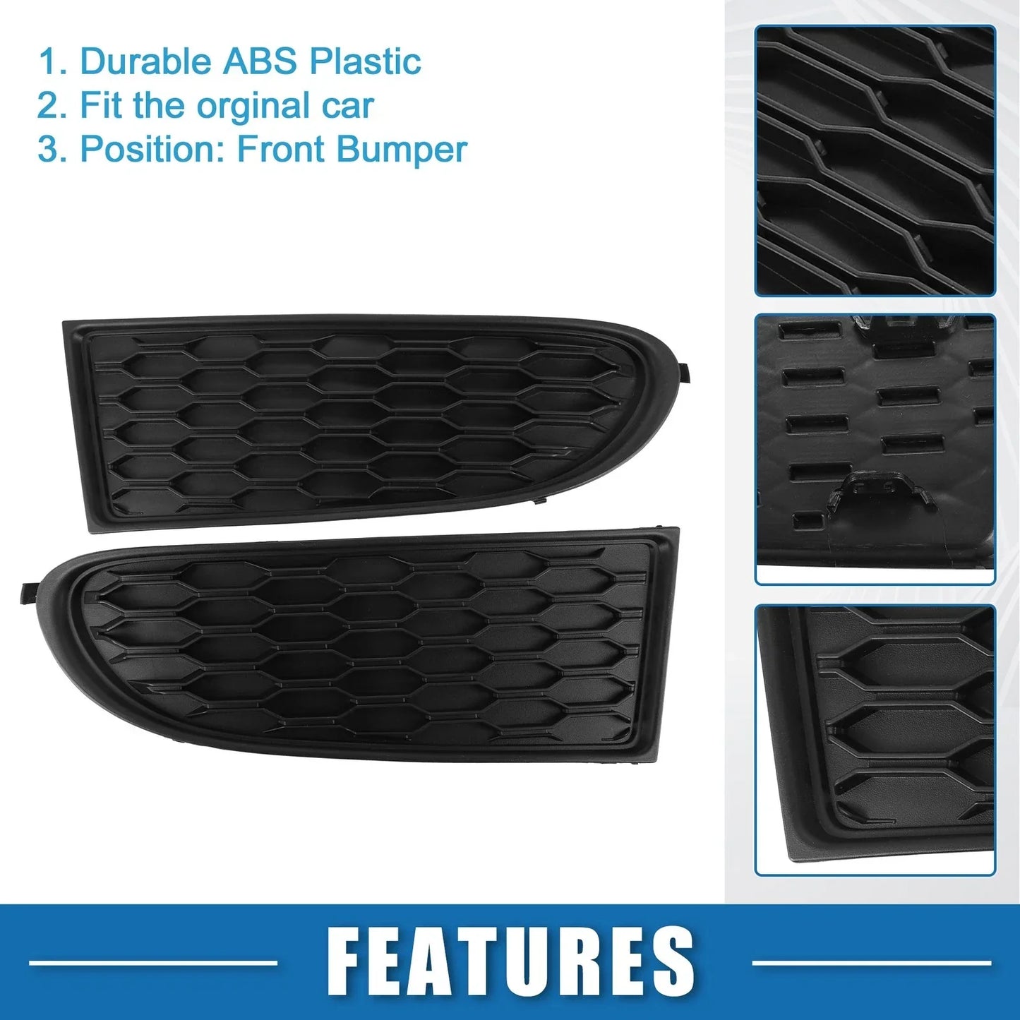 Front Fog Light Cover Grille for Dodge Journey 2011-2020 Black (Set of 2)