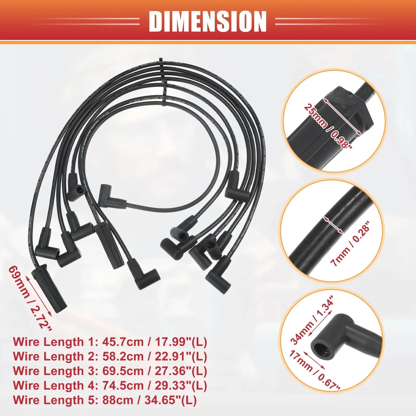 7 x Spark Plug Wire Ignition Coil Cables for Chevrolet Astro G10 (1995-2005)