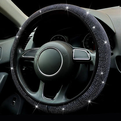 38CM / Steering Wheel Cover Bling for CRYSTAL Silver