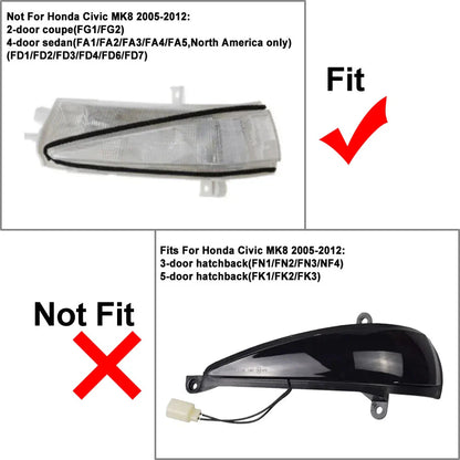 LED Rearview Mirror Dynamic Turn Signal Light for Honda Civic (2006-2011)