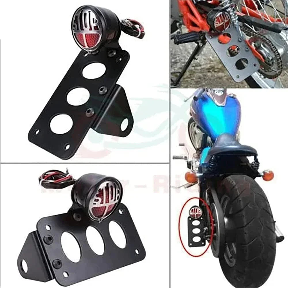 Metal Side Mount License Plate Holder Tail Light Bracket for Motorcycle