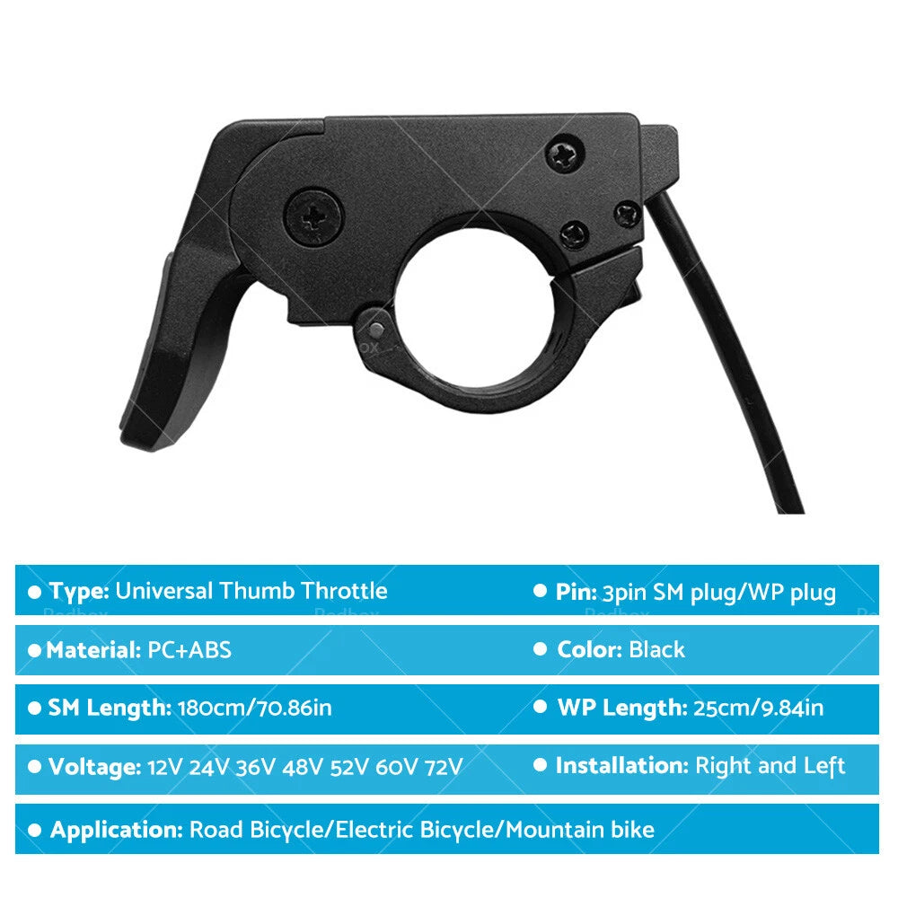 Universal Thumb Throttle Speed Control for Electric Bicycle 24-72V