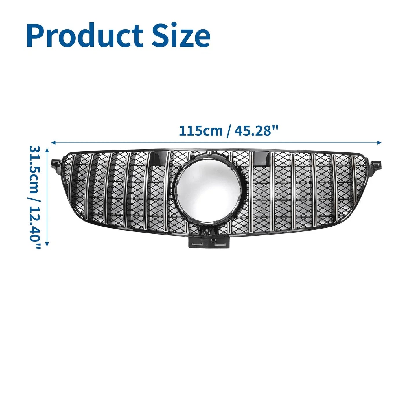 Front Upper Bumper Grille for Mercedes-Benz GLE450 2019 Chrome Silver