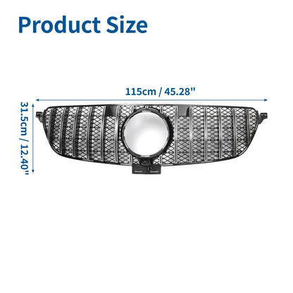 Front Upper Bumper Grille for Mercedes-Benz GLE450 2019 Chrome Silver