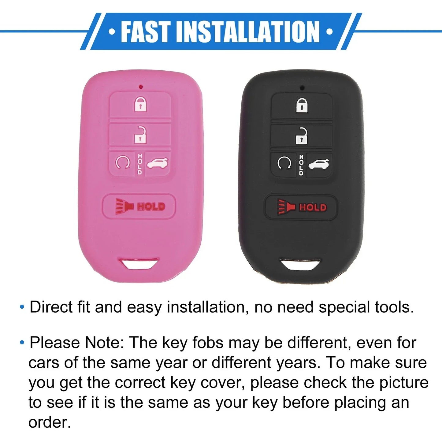 2 x 5 Button Smart Remote Key Shell for Honda Accord (2016-2021) Black Pink