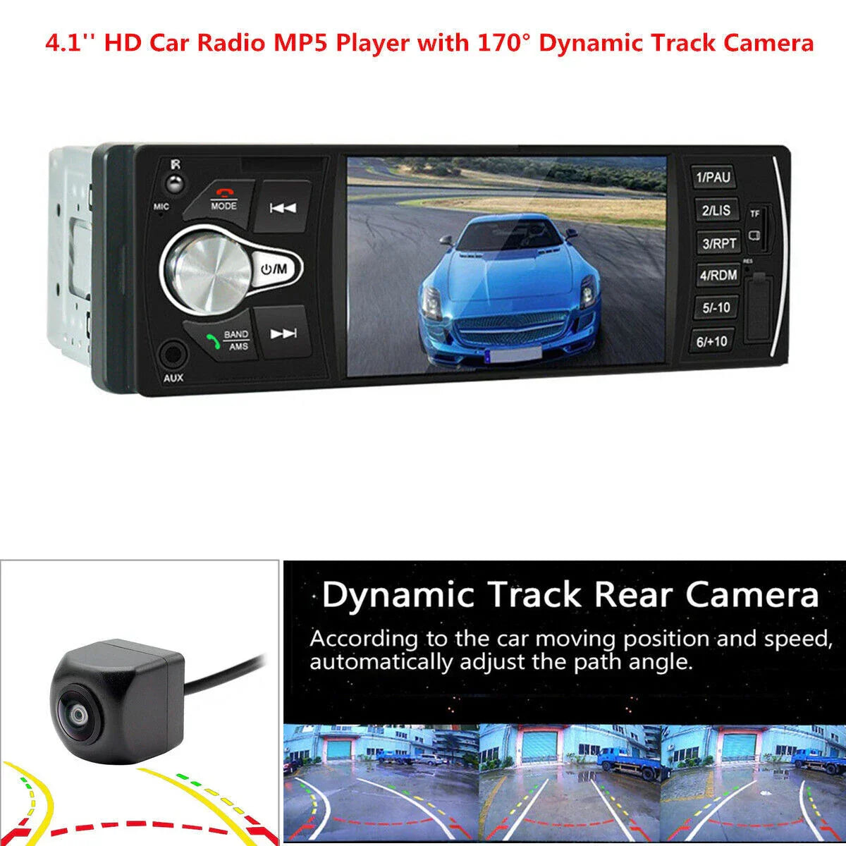 4.1'' HD Car Radio MP5 Player w/ Bluetooth & 170�� Camera