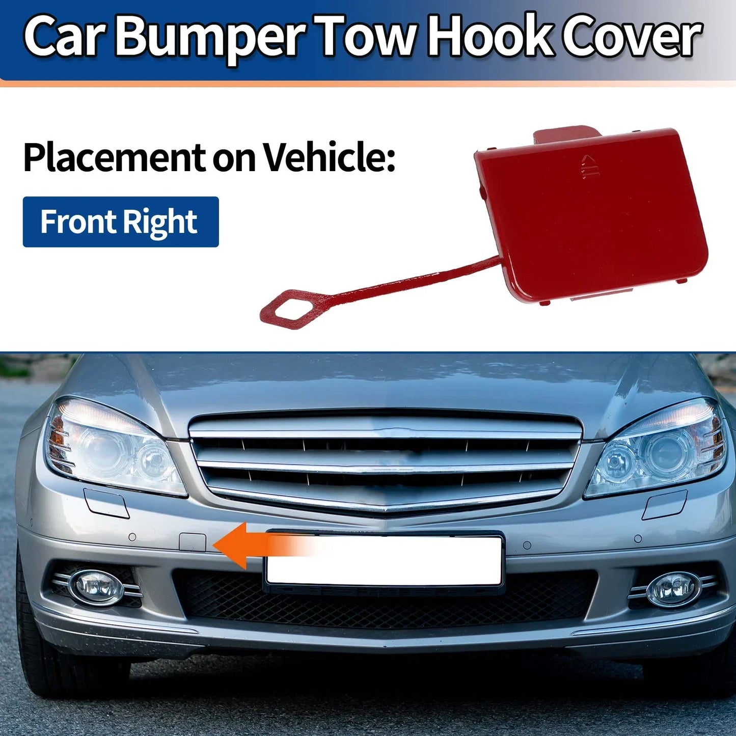 Front Car Bumper Tow Hook Cover for Mercedes-Benz C-Class (2007-2010)