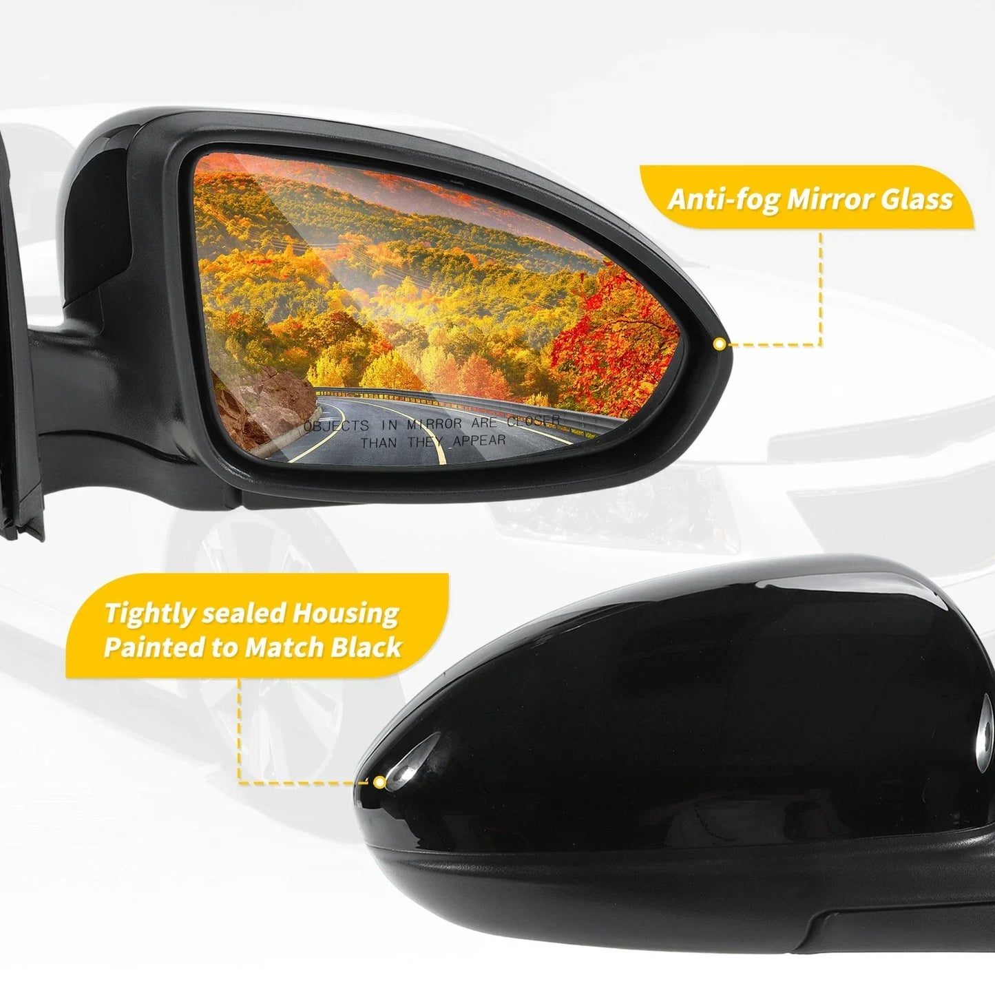 Right Side Door Mirror Gloss Black for Chevy Cruze Limited (2016)