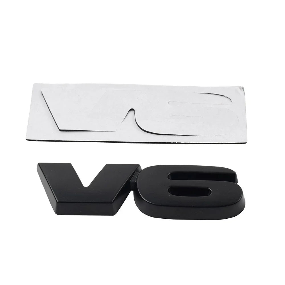 Universal Metal V6 Logo Car Emblem Badge for Fender Trunk Engine Black