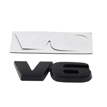 Universal Metal V6 Logo Car Emblem Badge for Fender Trunk Engine Black