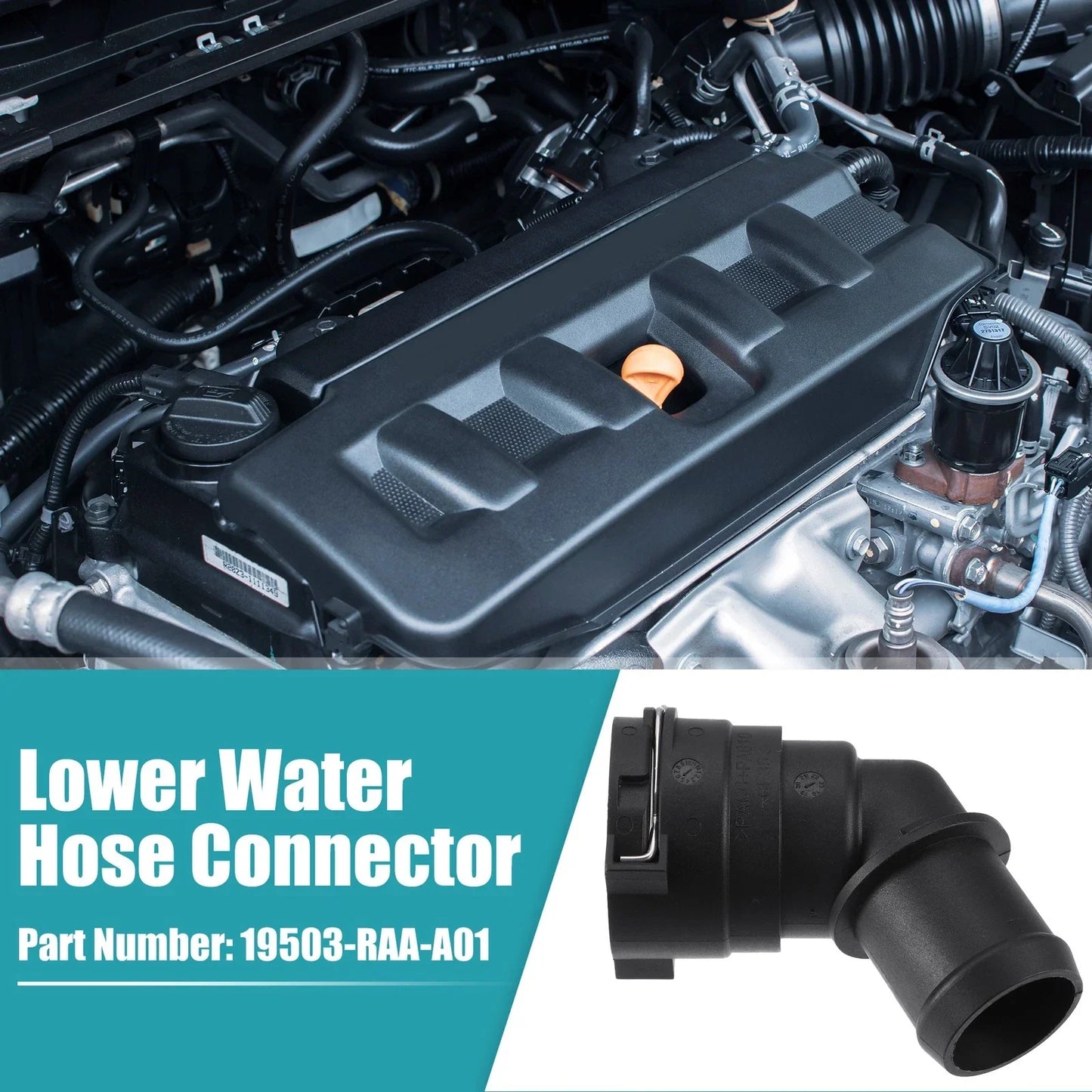 Engine Coolant Hose Connector for Honda Accord (2003-2007) - Plastic Black