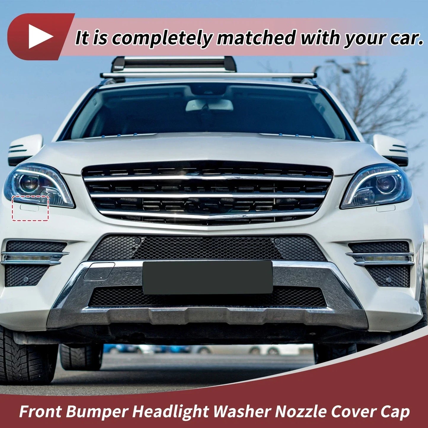 Front Right Washer Nozzle Cover for Mercedes-Benz ML350 (2012-2015) 1 x White
