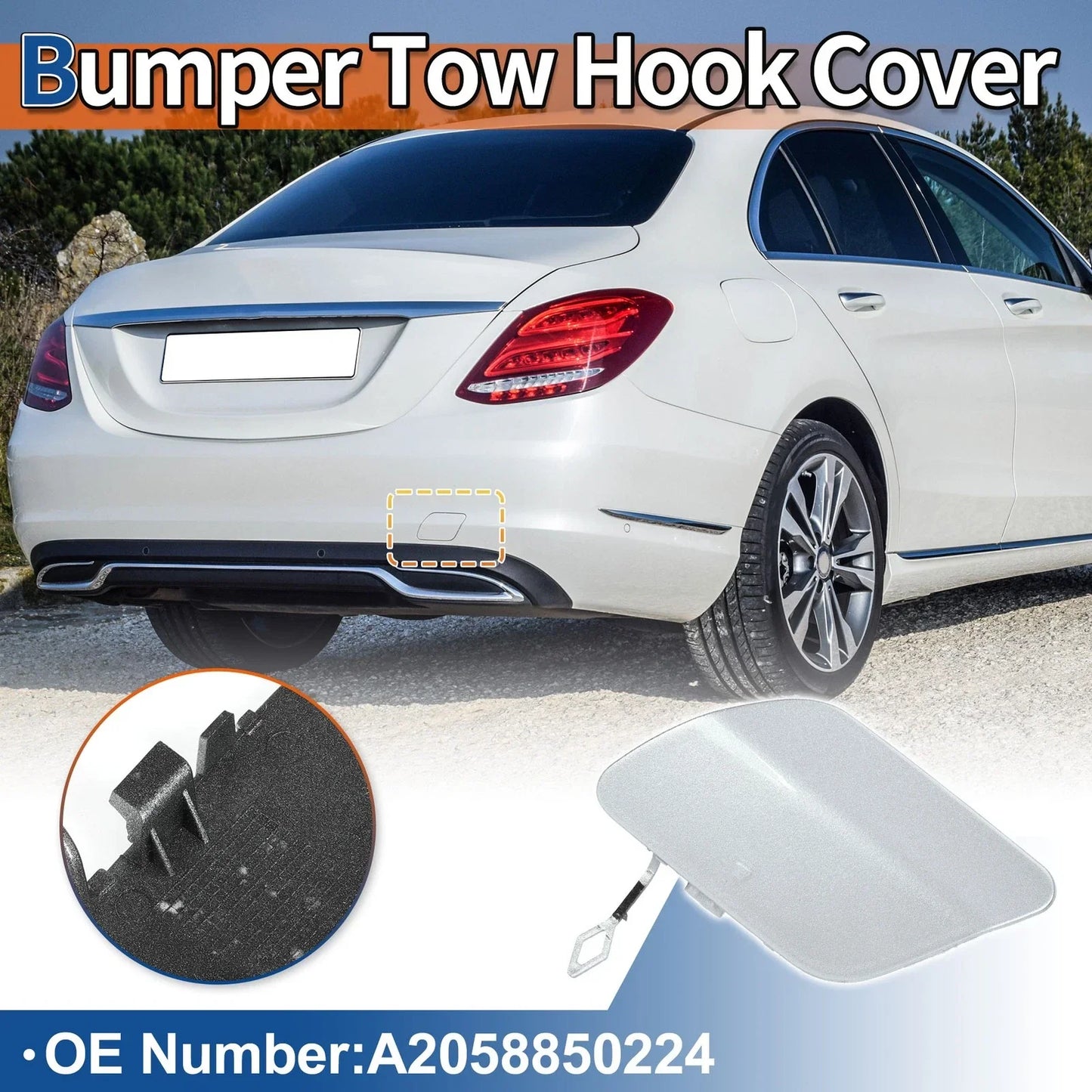 Rear Tow Hook Cover for Mercedes-Benz A-Class (2019-2023) Diamond Silver