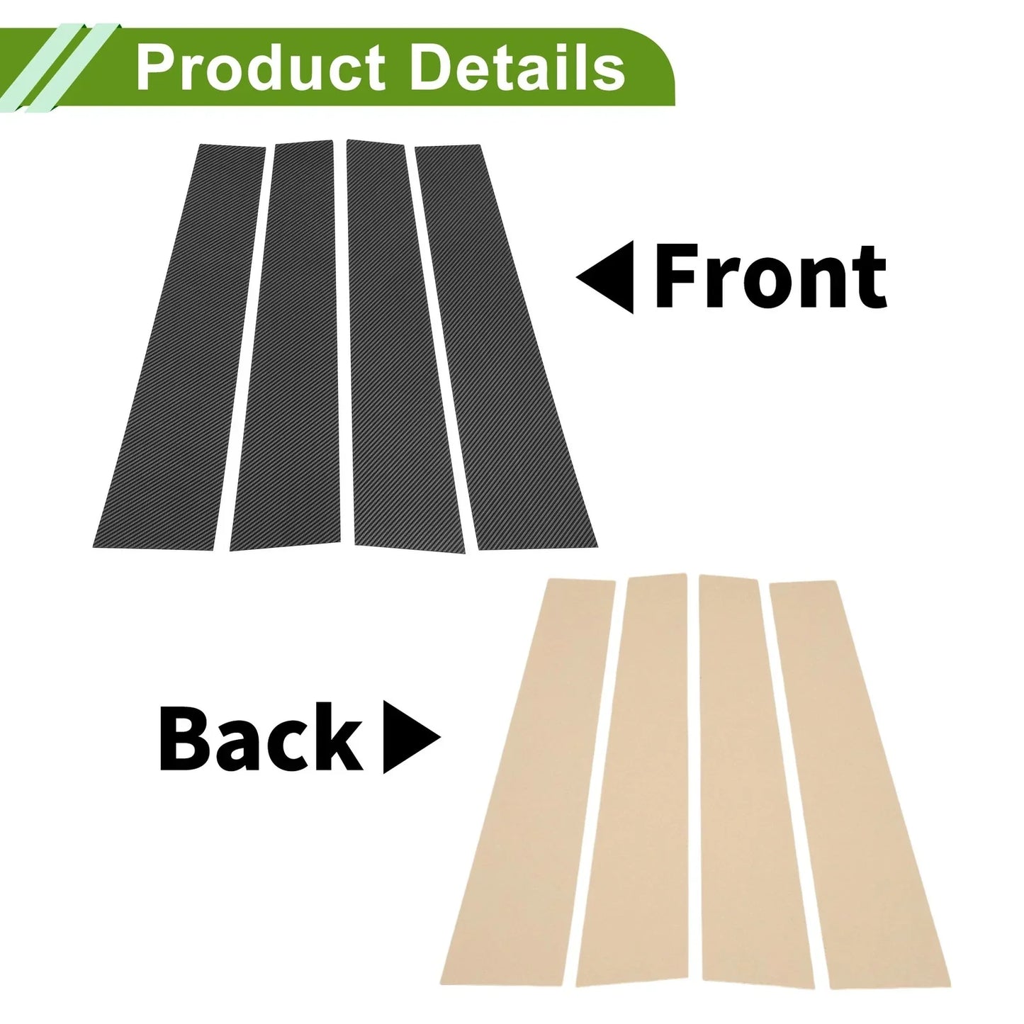 4 Pcs Carbon Fiber Pillar Window Trim for Dodge Ram (2019-2023)
