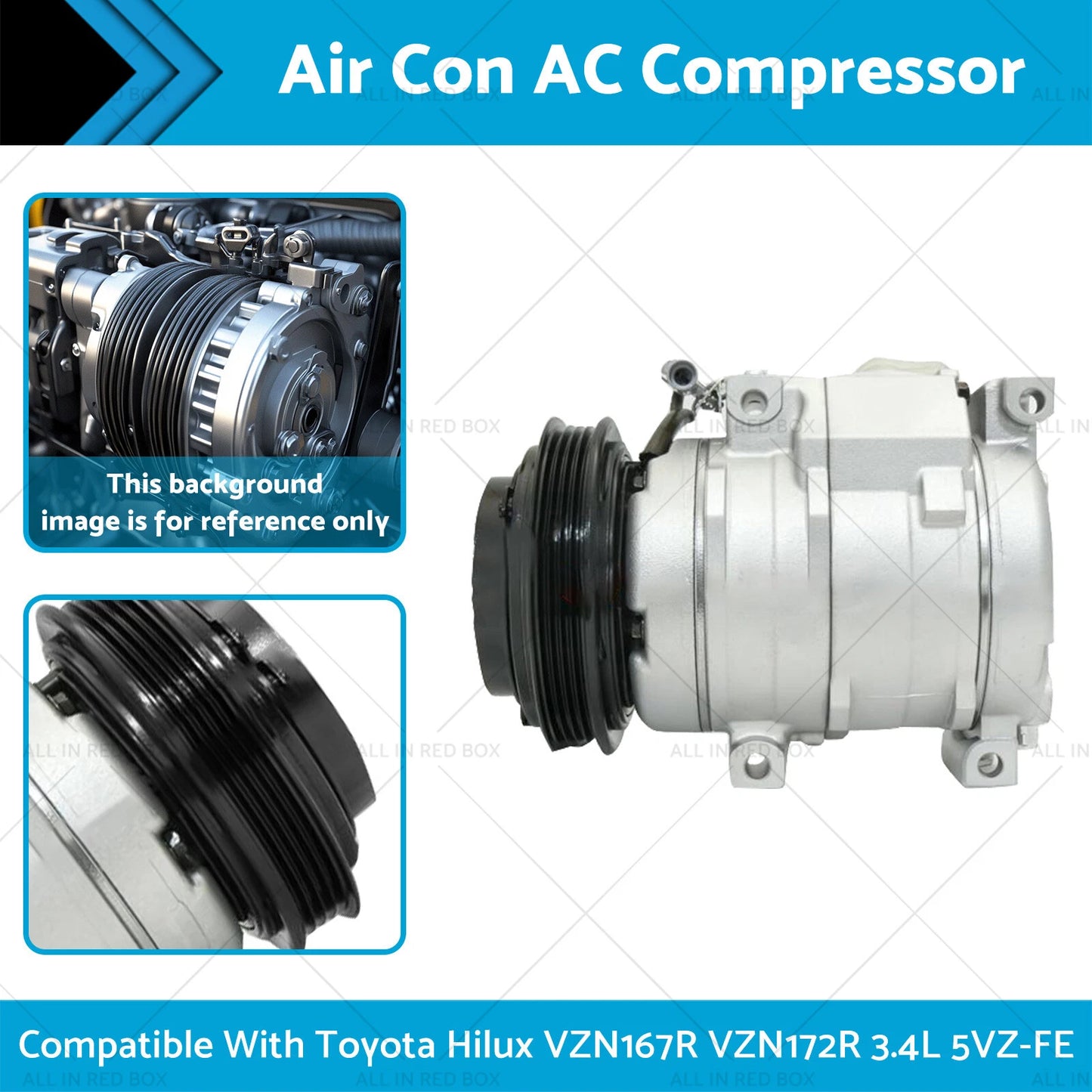 AC Compressor for Toyota Hilux VZN167R VZN172R 3.4L 5VZ-FE (2002)