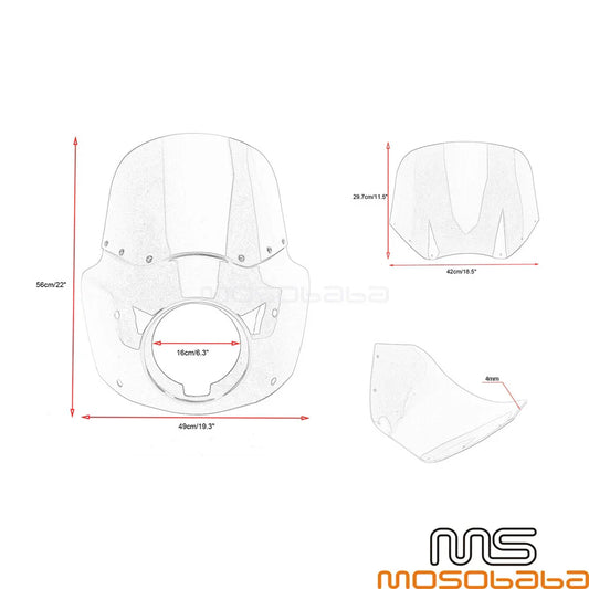 11" Windshield Front Fairing w/5.75" LED Headlight for Harley FXLRS (2020-2023)