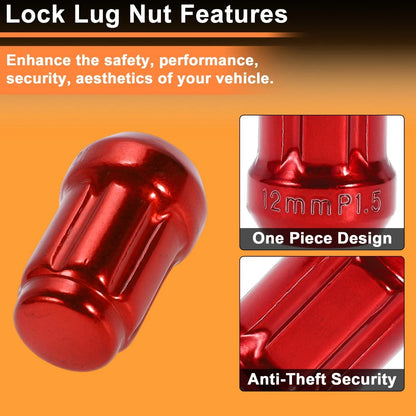 M12x1.5 Tire Wheel Locking Nut Set with Socket Key for Honda, Toyota (2010-2023)