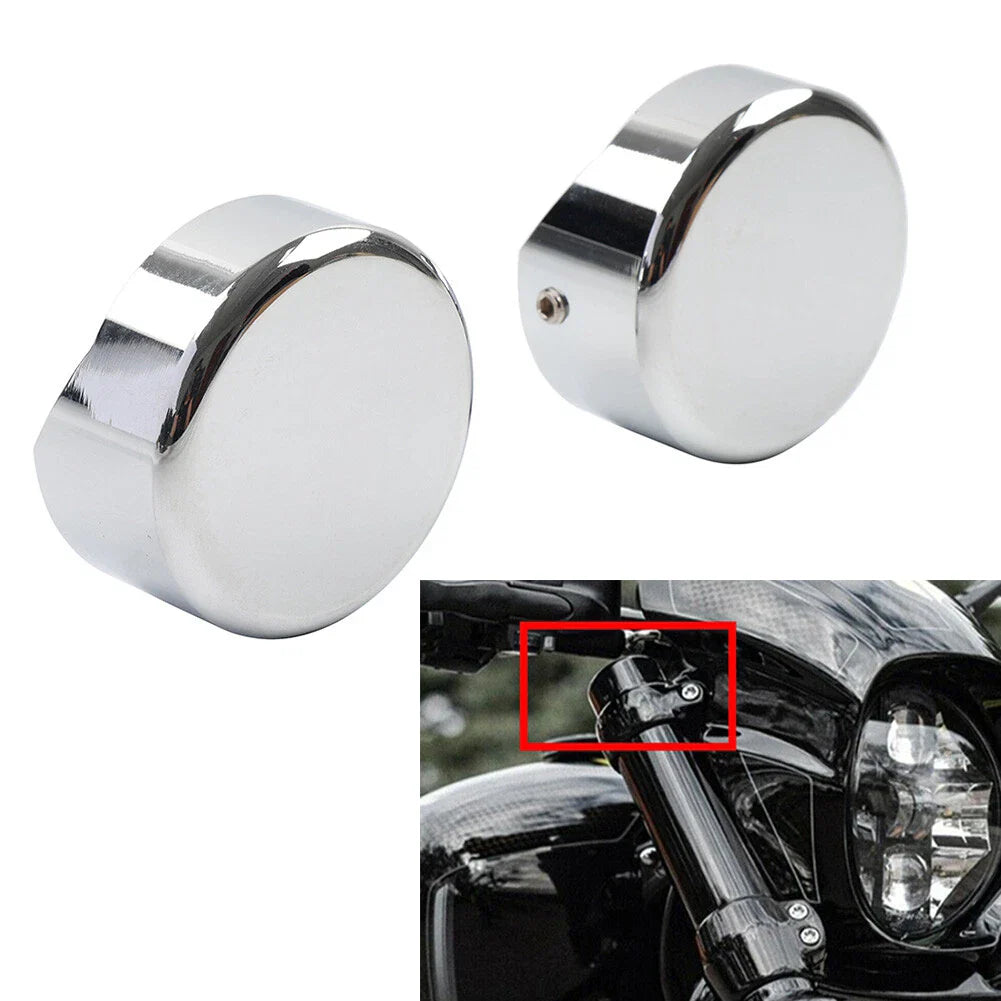 Chrome CNC Upper Fork Caps for Harley Softail Breakout FXBR FXBRS (2018-23)