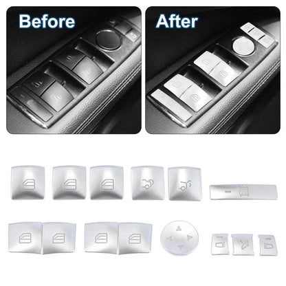 Door Armrest Window Switch Button Covers for Mercedes-Benz C200 C250 (2010-2014)
