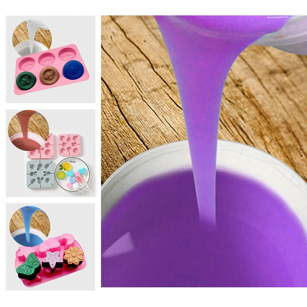 Liquid Silicone Rubber Mould Making 100:3 Mix - Blue, White, Red, Purple, Yellow, Green
