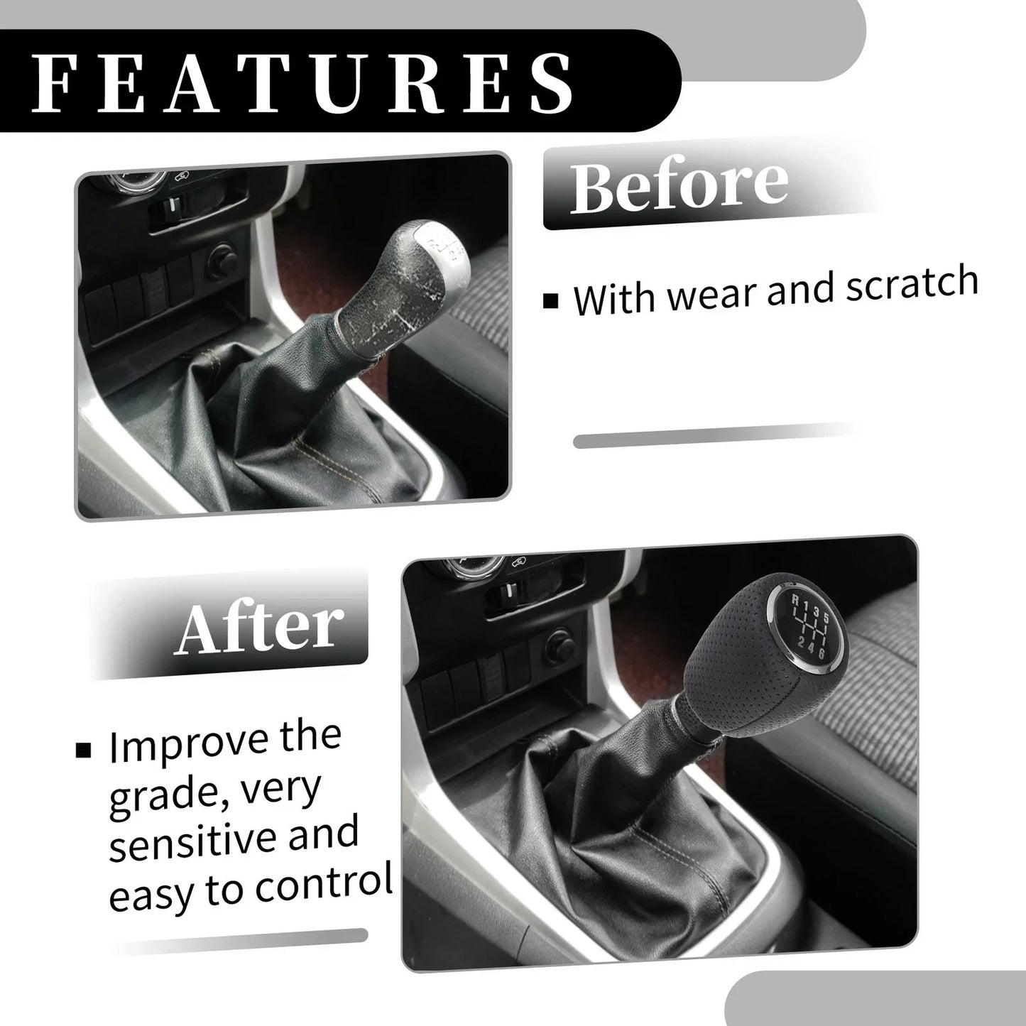 6 Speed Manual Gear Shift Knob for Chevrolet Cruze (2008-2012) Black Plastic