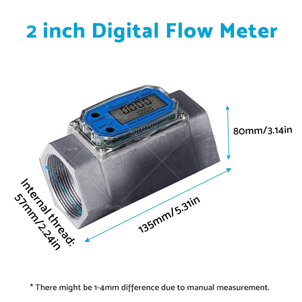 Digital Diesel Water Fuel Flow Meter Oval Gear Gauge 1/1.5/2" for Turbine
