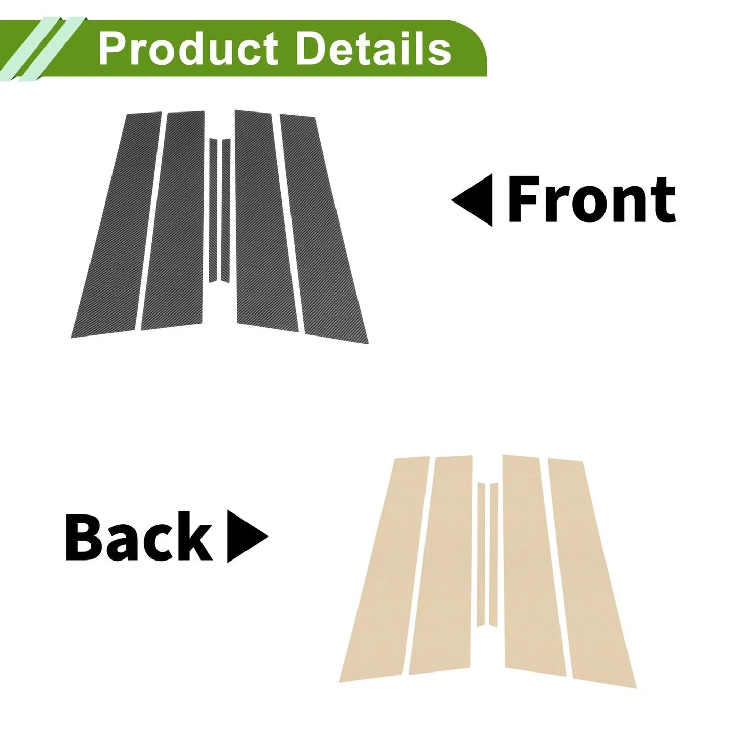 6 x Pillar Window Trim for Chevy Malibu (2013-2015) Carbon Fiber Black