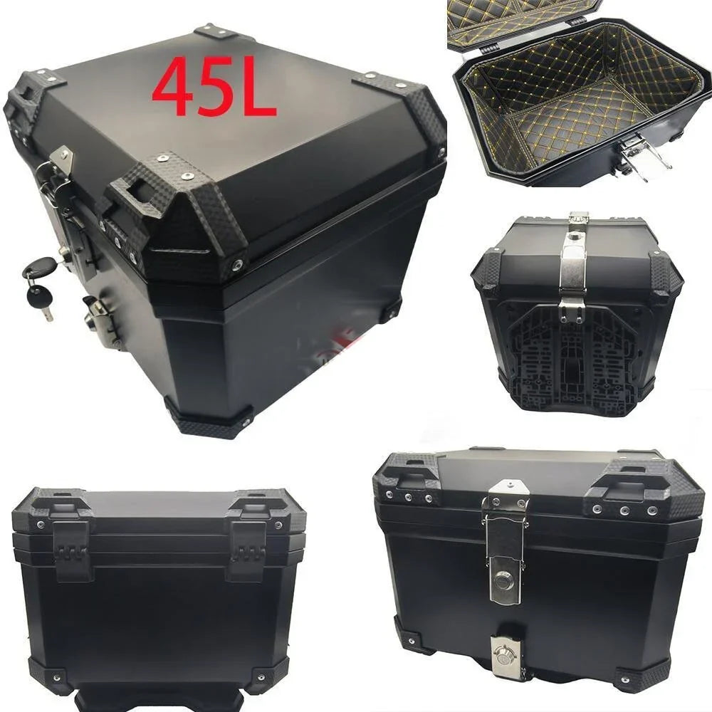 45L Motorcycle Rear Top Box Luggage Tail Carrier Case + Mounting Plate