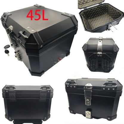 45L Motorcycle Rear Top Box Luggage Tail Carrier Case + Mounting Plate